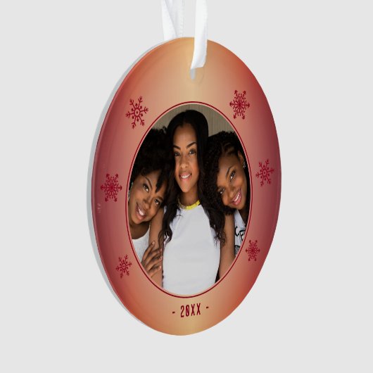 Foto van de moderne Metallic Red Snowflake Ornament (voorkant)