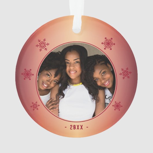 Foto van de moderne Metallic Red Snowflake Ornament (achterkant)