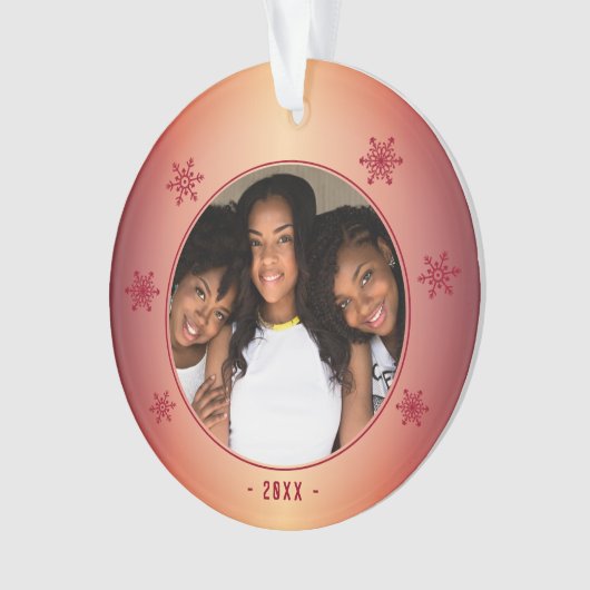 Foto van de moderne Metallic Red Snowflake Ornament (voorkant)