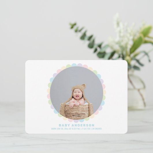 Foto van de moderne, minimale verkuisterbaby aankondiging (Staand voorkant)