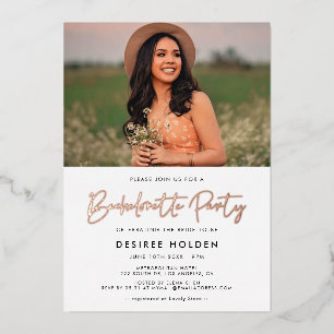 Foto van de moderne minimalistische Bachelorette P Folie Uitnodiging
