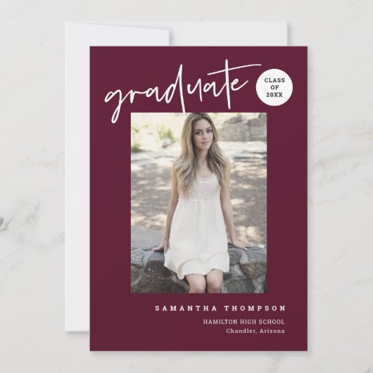 Foto van de moderne minimalistische Burgundy Schoo Kaart (Voorkant)