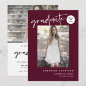 Foto van de moderne minimalistische Burgundy Schoo Kaart (Voorkant / Achterkant)