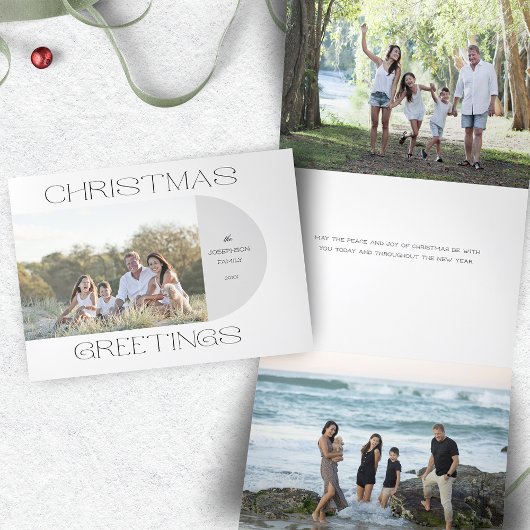 Foto van de moderne, minimalistische kerstgroet drieluik wenskaart