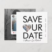 Foto van de moderne, minimalistische Trendy Social Save The Date (Voorkant / Achterkant)