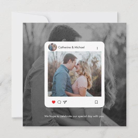 Foto van de moderne, minimalistische Trendy Social Save The Date (Achterkant)