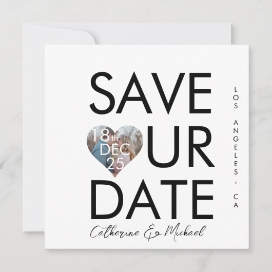 Foto van de moderne, minimalistische Trendy Social Save The Date (Voorkant)
