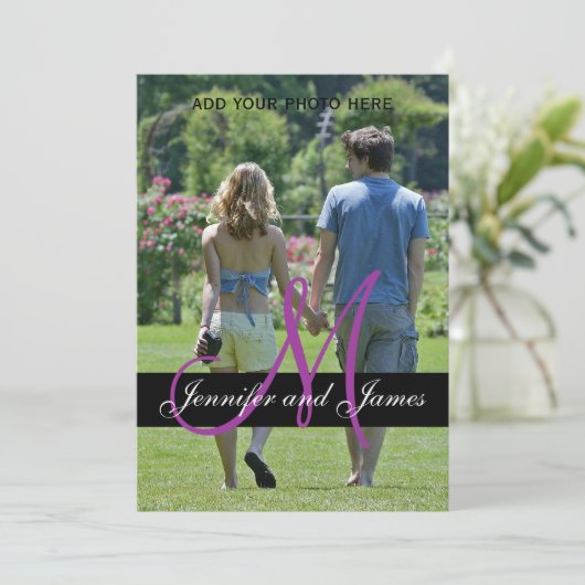 Foto van de moderne monogram bruiloft kaart (Staand voorkant)