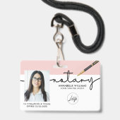 Foto van de moderne Notarische Ondertekening van d Badge (Voorzijde met lanyard)