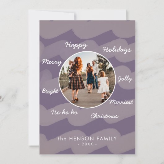 Foto van de moderne Paarse kerstgewas Feestdagenkaart (Voorkant)