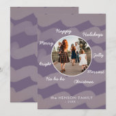 Foto van de moderne Paarse kerstgewas Feestdagenkaart (Voorkant / Achterkant)