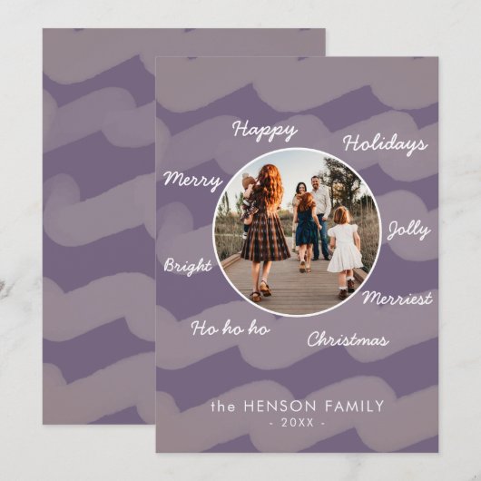 Foto van de moderne Paarse kerstgewas Feestdagenkaart (Voorkant / Achterkant)