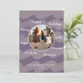 Foto van de moderne Paarse kerstgewas Feestdagenkaart (Staand voorkant)