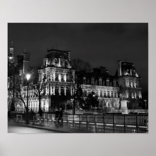 Foto van de moderne Parisiaanse nacht in de stad Poster