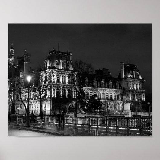 Foto van de moderne Parisiaanse nacht in de stad Poster (Voorkant)