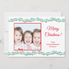 Foto van de moderne pretkerst Holly Berry Feestdagenkaart