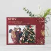 Foto van de moderne Red- en Gold-kerst Feestdagenkaart (Staand voorkant)
