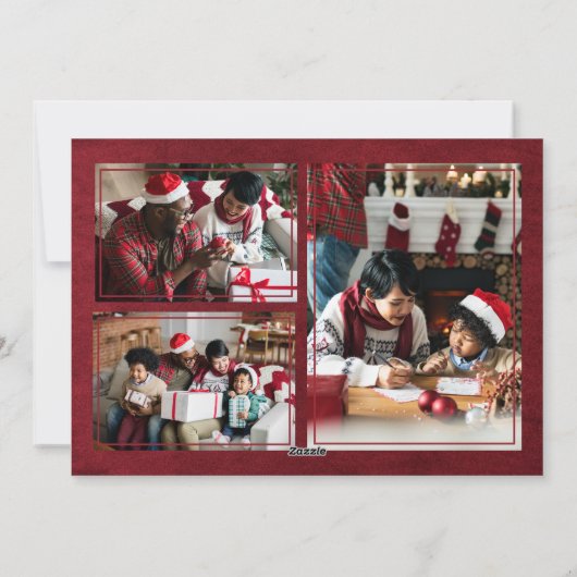 Foto van de moderne Red- en Gold-kerst Feestdagenkaart (Achterkant)