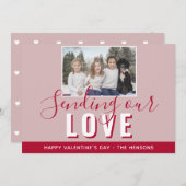 Foto van de moderne Red Valentijn Day Script Famil Feestdagenkaart (Voorkant / Achterkant)