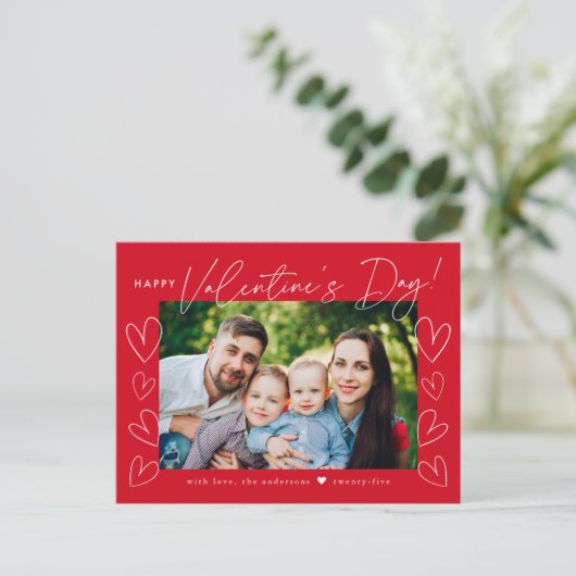 Foto van de moderne Red Valentijnsdag van het Manu Feestdagenkaart (Staand voorkant)