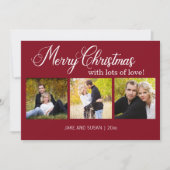 Foto van de moderne Rode Kerst van het jaar 3 Feestdagenkaart (Voorkant)