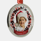 Foto van de moderne Rood en Zwarte Kerstmis Metalen Ornament (Rechts)