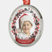 Foto van de moderne Rood en Zwarte Kerstmis Metalen Ornament (Links)