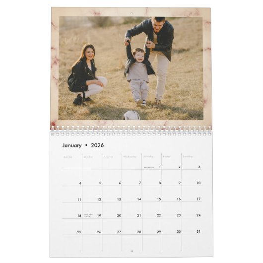 Foto van de moderne Roos Gold Marble Kalender (Jan 2026)