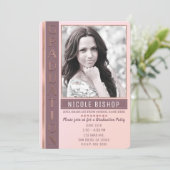 Foto van de moderne roze muve Graduve Party Afstud Kaart (Staand voorkant)