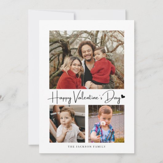 Foto van de moderne Script Black Heart Valentijns Kaart (Voorkant)