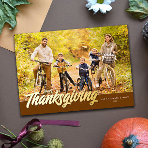 Foto van de moderne Thanksgiving Gold Foil Folie Feestdagenkaart