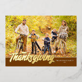 Foto van de moderne Thanksgiving Gold Foil Folie Feestdagenkaart (Voorkant)