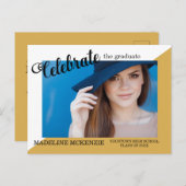 Foto van de moderne Trendy Yellow White Graduation Briefkaart (Voorkant / Achterkant)