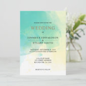 Foto van de moderne turkooise waterverf Wedding Kaart (Staand voorkant)
