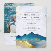 Foto van de moderne Waterverf Blue Gold Mountain W Kaart (Voorkant / Achterkant)