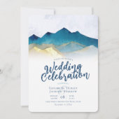 Foto van de moderne Waterverf Blue Gold Mountain W Kaart (Voorkant)