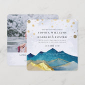 Foto van de moderne Waterverf Blue Gold Mountain W Kaart (Voorkant / Achterkant)
