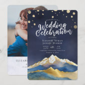 Foto van de moderne Waterverf Blue Gold Mountain W Kaart (Voorkant / Achterkant)