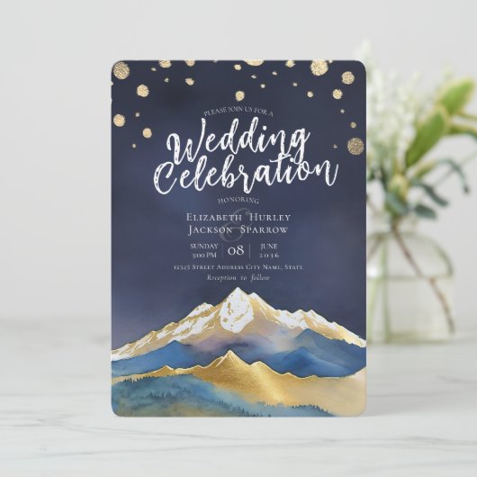 Foto van de moderne Waterverf Blue Gold Mountain W Kaart (Staand voorkant)