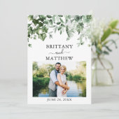 Foto van de moderne Waterverf Greenery Ivy Sage Save The Date (Staand voorkant)