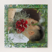 Foto van de moderne Waterverf Greenery Wedding Legpuzzel (Horizontaal)