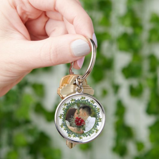 Foto van de moderne Waterverf Greenery Wedding Sleutelhanger (Hand)