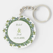 Foto van de moderne Waterverf Greenery Wedding Sleutelhanger (Achterkant)