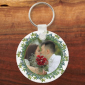 Foto van de moderne Waterverf Greenery Wedding Sleutelhanger (Voorkant)
