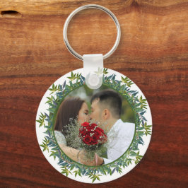 Foto van de moderne Waterverf Greenery Wedding Sleutelhanger