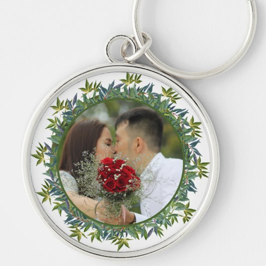 Foto van de moderne Waterverf Greenery Wedding Sleutelhanger (Voorkant)