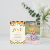 Foto van de moderne zonnebloem Eerste Bijendag Uitnodiging Briefkaart (Staand voorkant)