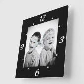 Foto van de moderne zwarte en witte familie vierkante klok (Hoek)