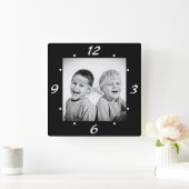 Foto van de moderne zwarte en witte familie vierkante klok (Huis)