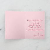 Foto van de moederdag roze en groene florale fotog kaart (Binnen)